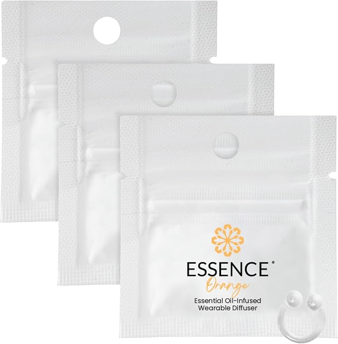 Essence Wearable Aromatherapy Nasal Diffuser – Orange Essential Oil Nose Ring Silicone Inhaler for Stress & Mood Support - Made in USA & Travel-Friendly (3 Pack)