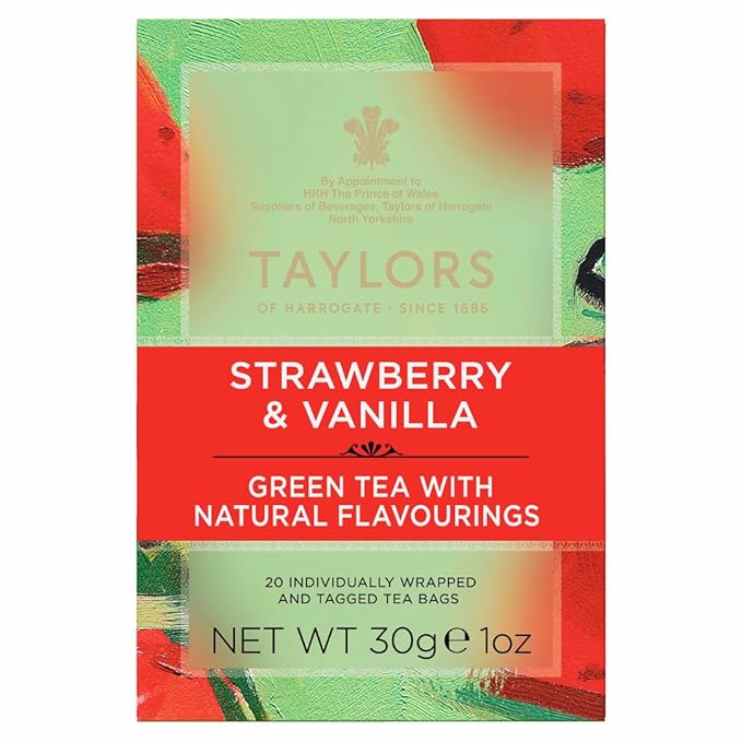 Taylors of Harrogate Strawberry & Vanilla Green Tea, 20 Teabags (Pack of 6)