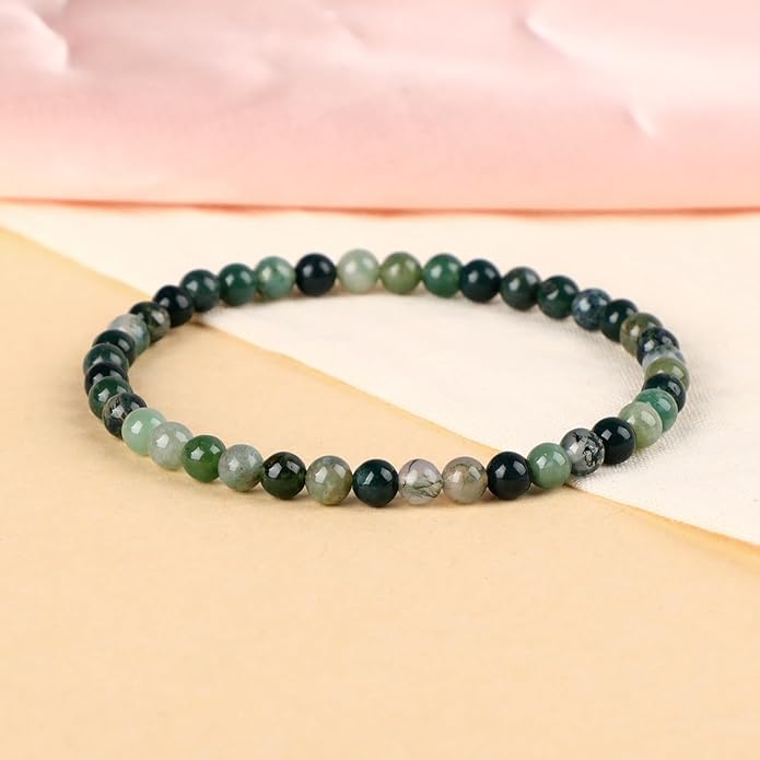 LPBeads Handmade Natural Gemstone Stretch Elastic Bracelet Healing Crystal Round Stone Beads Jewelry Gifts for Women Men
