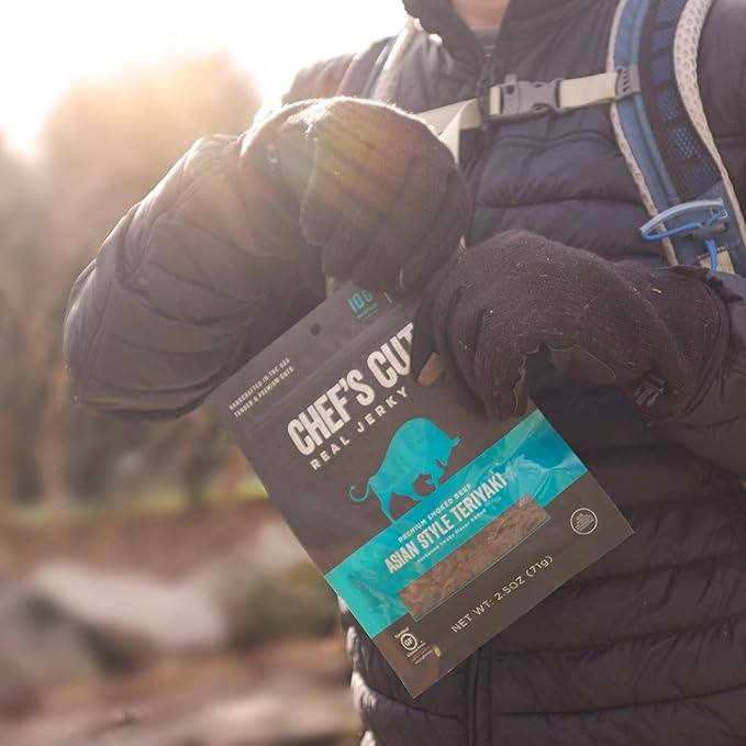 Chef's Cut Beef Jerky Meat, Teriyaki (2.5 Ounce Bags, Pack of 4) - High Protein, 10g Protein, 80 Calories, Gluten-Free, Premium Lean Smoked Beef, Keto Friendly Snack, Low Carb Snack