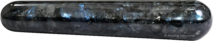 Amazing Gemstone Larvikite Crystal Wand Massage Stick - Pelvic Wand Gua Sha for Adults - Crystals and Healing Stones Massage Wands for Adults Gifts (Smooth)