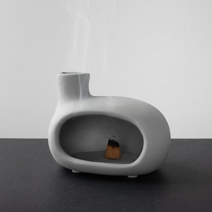 Terracotta Palo Santo Holder - Modern Incense Burner, Cone Burner, Tabletop Fireplace - Purify and Energize Your Home with Fragrant Palo Santo Wood, Sage - Perfect for Meditation and Yoga