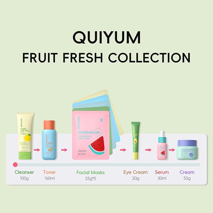 Fruit Skin Care Sets, Routine Skincare with Facial Mask, Beauty Skincare for women, Facial Care, Hydration, Moisturizing, Oil Control, Glow Up, Teen Girl Gifts Trendy Stuff, Spa-Like at Home