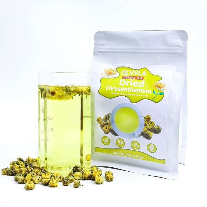 Olvvla - Chrysanthemum Tea - 4oz/114g - Top Grade Natural Dried Fetal Chrysanthemum Flowers - Health Tai Ju Herbal Tea - Caffeine-free
