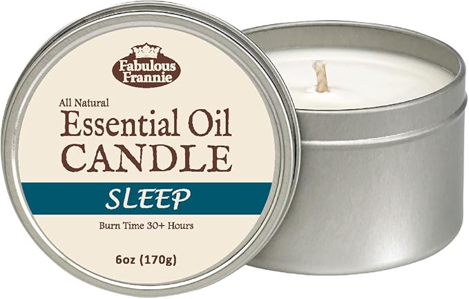 Fabulous Frannie Sleep All Natural Soy Travel Tin Candle Made with Pure Essential Oils Chamomile, Marjoram, Bulgarian Lavender and Vetiver 6oz