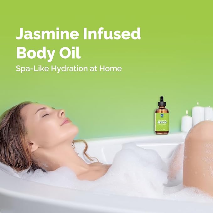 Jasmine Essential Oil 2 Oz, 100% Pure Jasmine Oil for Diffuser, Skin, Hair, Body & Face, Perfume, Floral Scent for Relaxation, Aromatherapy & Massage