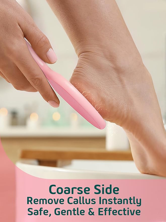 2-Sided Glass Foot File Callus Remover Without Drain Stand (Pink)