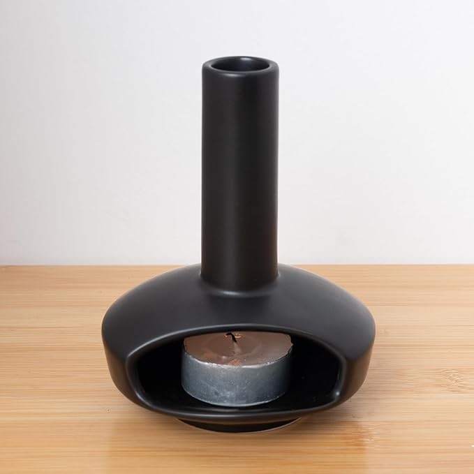 Cute Modern Palo Santo Holder, Handcrafted Mid-Century Ceramic Burner for Stick and Incense Cone, Decorative holder with Chimney Design for Yoga & Meditation Spaces, Ideal Gift for Home Decor