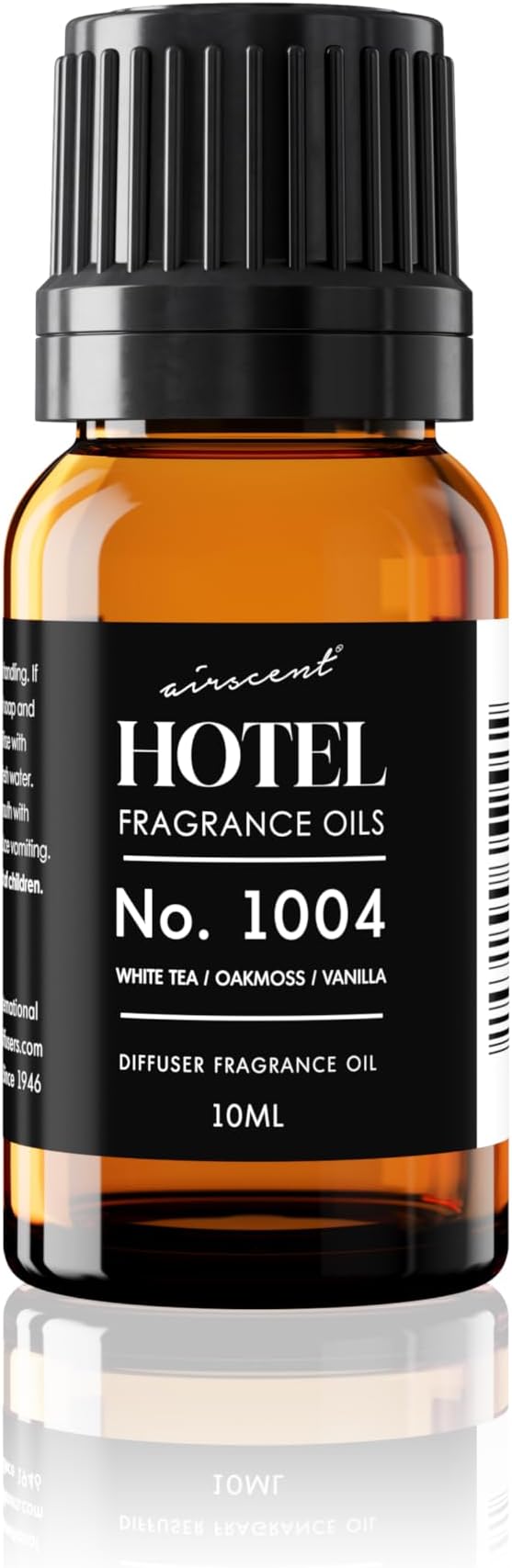 AirScent Hotel Diffuser Oil No. 1004 - White Tea, Oakmoss and Vanilla - Premium Fragrance Oil for Ultrasonic and Waterless Diffusers and Crafting - 10 mL, .34 fl oz Glass Dropper Bottle