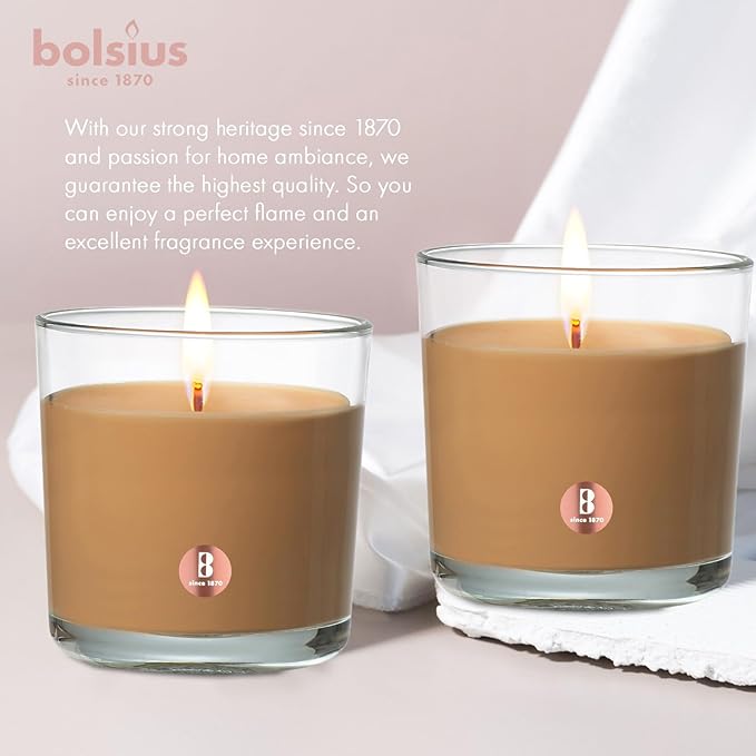 Bolsius Apple Cinnamon Scented Candle - Premium Long-Lasting Jar, 43+ Hours Burn Time - Natural Plant-Based Wax, Smokeless, Clean-Burning Aromatherapy - Large 8oz Glass Jar