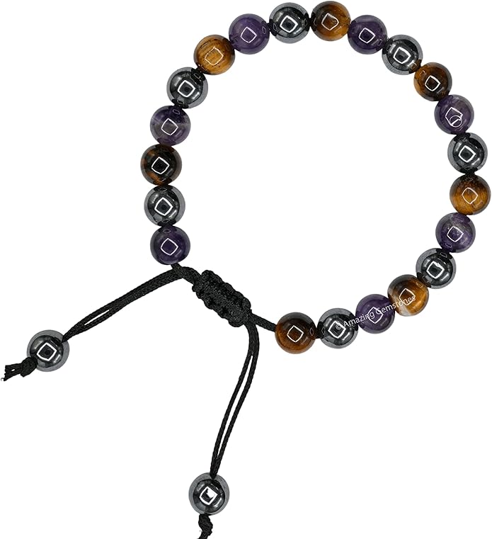 Natural Healing Crystal Bracelet for Women - Mens Bracelet Energy Balancing Gemstones Set - Adjustable Stone Bead Bracelet for Men and Women - Chakra Crystal Therapy Accessory, Meditation