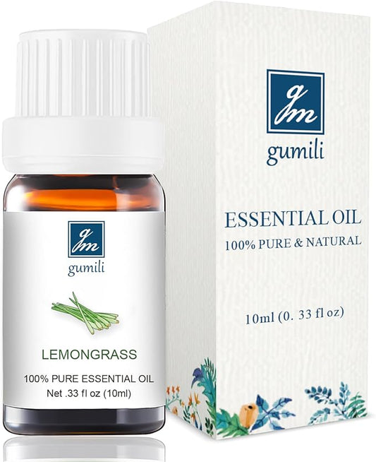 Lemongrass Essential Oil - Pure Organic Lemongrass Oil for Diffuser, Spray, Skin & Hair Care, Massage, DIY Candles & Soap, Perfume, Body Wash - 10mL