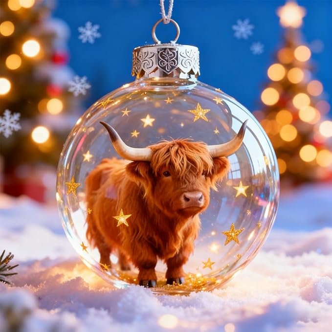 2026 Wildlife Wonders Collection Crystal Glass Ornament, Vivid 3D Animal Christmas Decoration, Clear Plastic Xmas Balls, Luxury Winter Tree Decor Sparkling Star Accents,Holiday Ornaments(Deer)