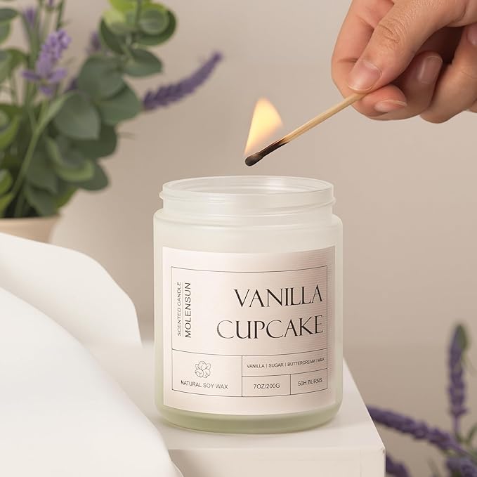 4 Pack Candles for Home Scented, Mother's Day Gifts, 28 oz Long Lasting Candles, Soy Candle Set Gift for Women - Lavender Thyme/Lemon Eucalyptus/Sage &Citrus/Vanilla Cupcake