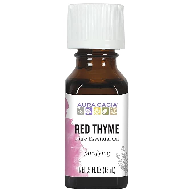 Aura Cacia Red Thyme Essential Oil | GC/MS Tested for Purity | 15ml (0.5 fl. oz.)