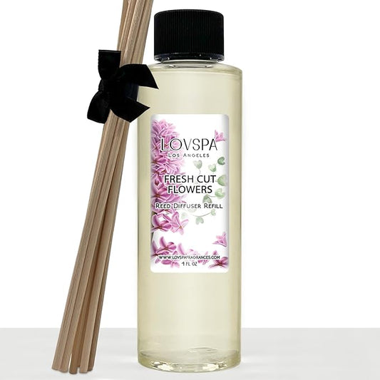LOVSPA Fresh Cut Flowers Diffuser Oil - Luxury Essential Oils for Diffuser Refill & Air Freshener Room Spray - Long-Lasting & Natural Home Fragrance, Scented Oil for Diffusers, USA Made, 4oz