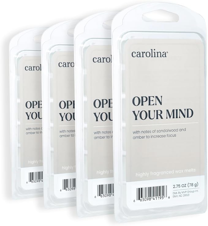 Carolina Open Your Mind Scented Wellness Wax Melts, Wax Melt Warmer Cubes, Long Lasting Scented Wax Warmer Cubes, 4 Pack, 6 Cubes Each - Made in The USA
