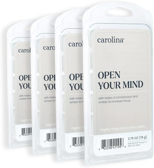 Carolina Open Your Mind Scented Wellness Wax Melts, Wax Melt Warmer Cubes, Long Lasting Scented Wax Warmer Cubes, 4 Pack, 6 Cubes Each - Made in The USA