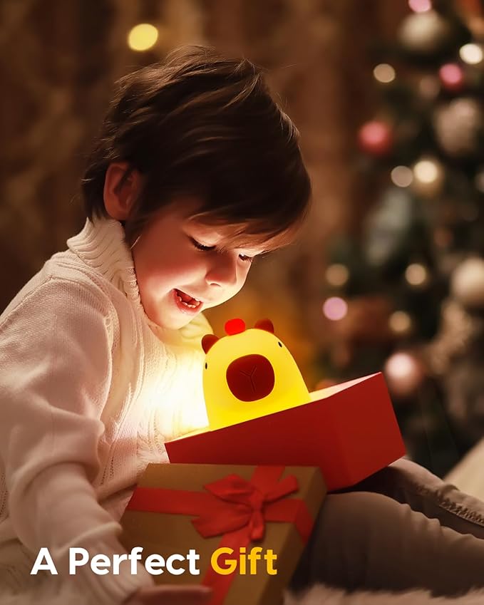 Amaredom Capybara Night Light, Cute Capybara Lamp, Silicone Dimmable Nursery Nightlight, Rechargeable LED Bedside Lamp with 20 Minutes Timer & Tap Control Baby Girls Women Bedrooms, Living Room