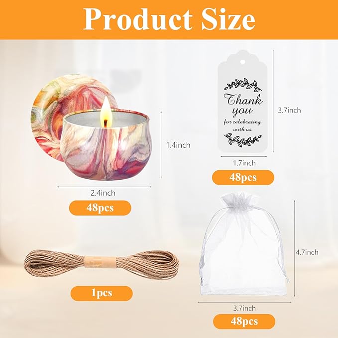 48PCS Scented Candles Gift Set Long Lasting Soy Wax Aromatherapy Candles for Home Wedding Baby Shower Bridal Party Favors Christmas Birthday Gifts for Women (Colorful)