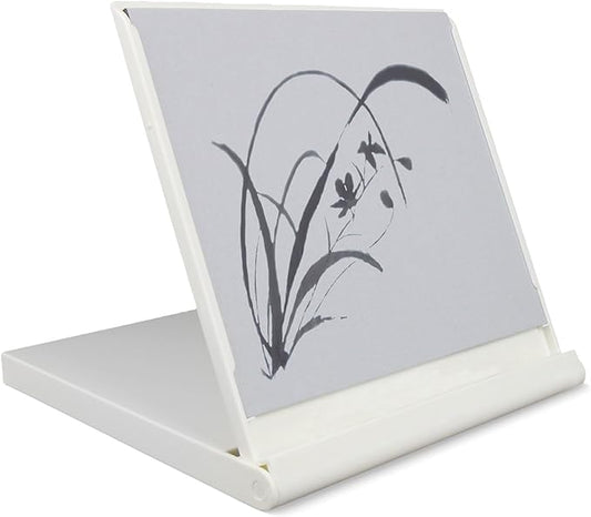 Mini Buddha Board Art Set: Water Drawing Writing Board w/Mini Water Brush for Mindfulness & Meditation – Inkless Zen Based Drawing Board, Painting & Art Supplies, Ideal Relaxation Gift (5”x5” White)