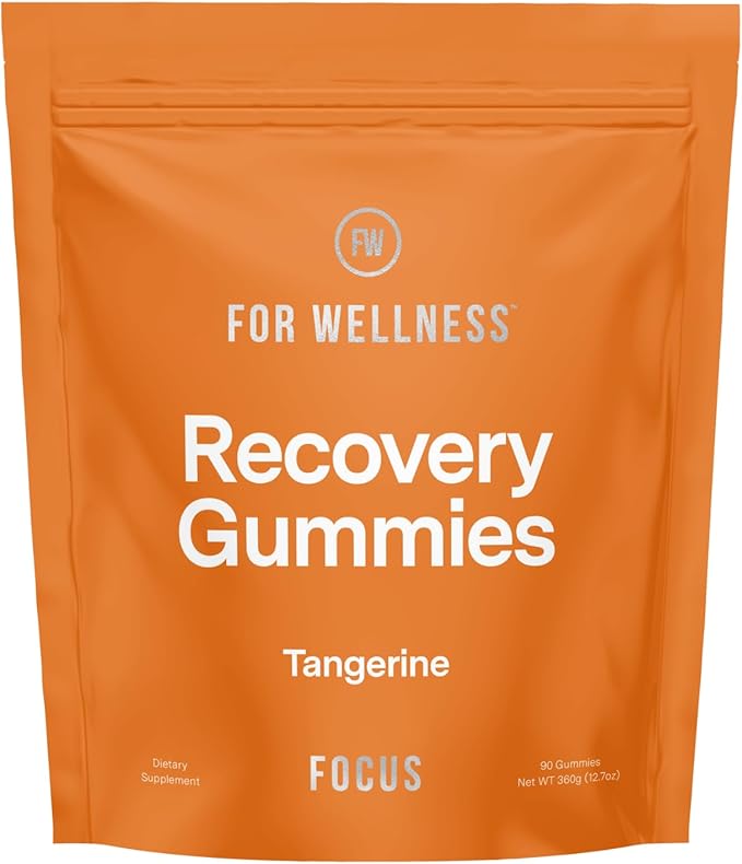 For Wellness Recovery Gummies | Tangerine Eye & Brain Support Supplements with Lutemax 2020®, Lutein, Zeaxanthin, Vitamin A & Cordyceps for Vision, Memory & Stress Support | Vegan, Non-GMO, 90 Count