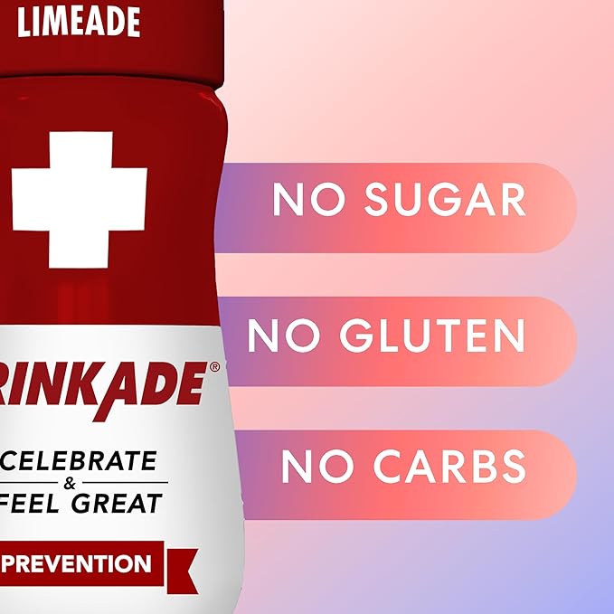 DrinkAde Prevention – Daily Wellness & Immunity Support Hydration Drink with Electrolytes, B Vitamins & Green Tea Extract – Sugar Free, 5 Calories, Vegan, Non-GMO (6 Pack, Lemon)