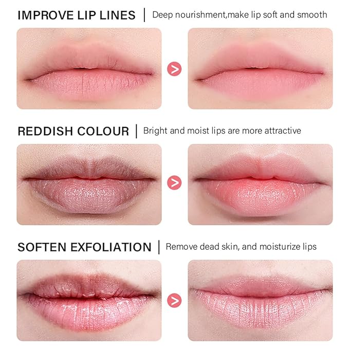 Honey & Strawberry Lip Balm Lip Mask, Hydrate Repair Prevent Dry Cracked Lip, Effective Reduces Lip Lines, Vitamin E Moisturizing Propolis Sleeping Lip Care (2Pcs Honey & 2Pcs Strawberry)