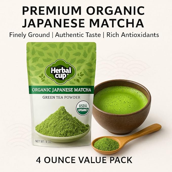 Herbal Cup Tea Organic Japanese Matcha (Matcha Green Tea, 4 Ounce (Pack of 1))