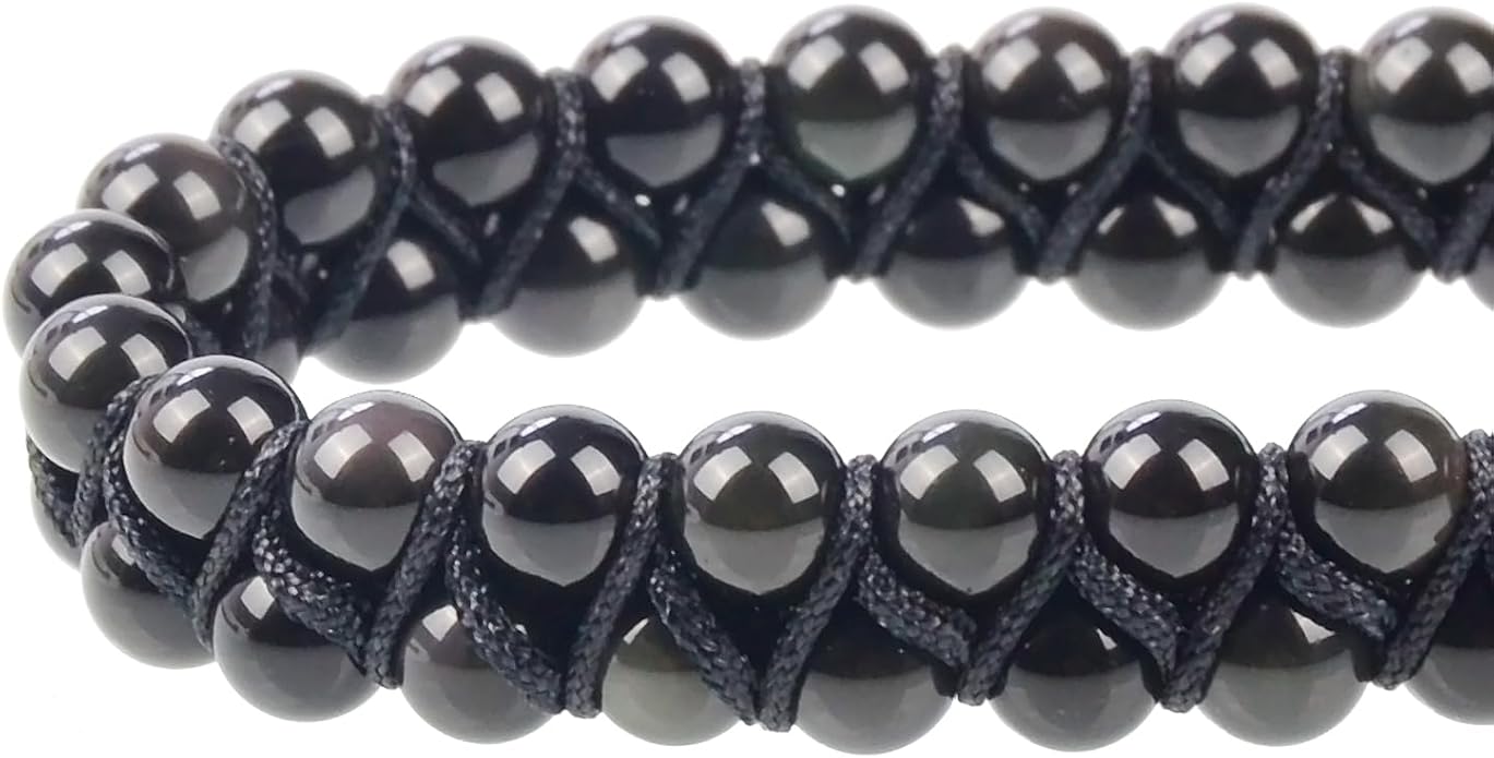 MASSIVE BEADS Double Layer Natural Chakra Healing Power Crystals Macrame Bracelet Yoga Stone Beads Gemstone Meditation Relax Anxiety Bangle for Unisex Women Men