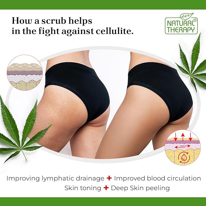 Natural Therapy Hemp & Almond Vanilla Salt Scrub – Exfoliating Body Scrub for Women – Moisturizing and Nourishing Skin – with Pure Oils and Dead Sea Minerals (23.28 Oz)