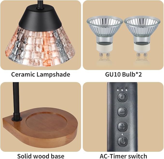 Candle Warmer Lamp with Timer, Dimmable Electric Candle Warmer,Melter for Scented Top-Down Melting,Home Decor Mothers Day Birthday Gifts for Women Mom Grandma(Mixed Color Glass)
