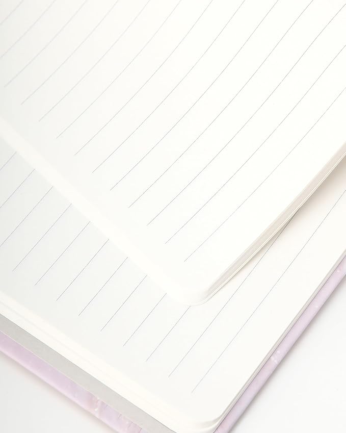 Eccolo Large Lined Journal Notebook, Hardbound Cover, Writing Journal, 256 Ruled White Pages, Ribbon Bookmark, Lay Flat, Desk Size for Work or School, Gold Foil Marble (Pink, 8x10 inches)