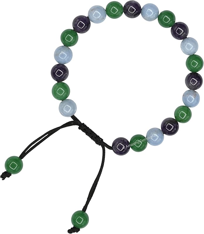 Natural Healing Crystal Bracelet for Women - Mens Bracelet Energy Balancing Gemstones Set - Adjustable Stone Bead Bracelet for Men and Women - Chakra Crystal Therapy Accessory, Meditation