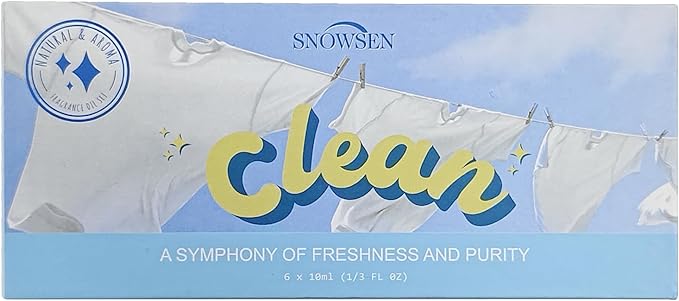 Clean Essential Oils Set, SNOWSEN Fragrance Oil for Diffuser, Wool Dryer Balls, Candle, Soap Making, Fresh Cotton, Fresh Linen, Lemongrass, Soft Powder, Lavender Laundry, Blossom Soap Scented Oil