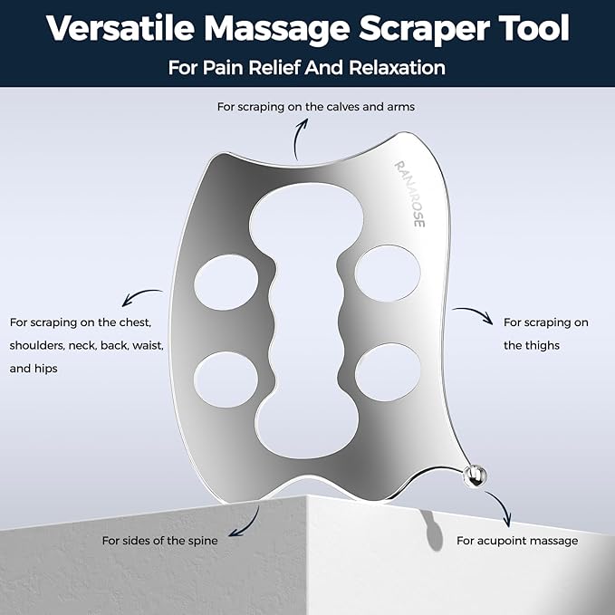 3 Pack Stainless Steel Guasha Tool, Muscle Scraper Tools for Full-Body Massage, Muscle Relief, Physical Therapy & Myofascial Release