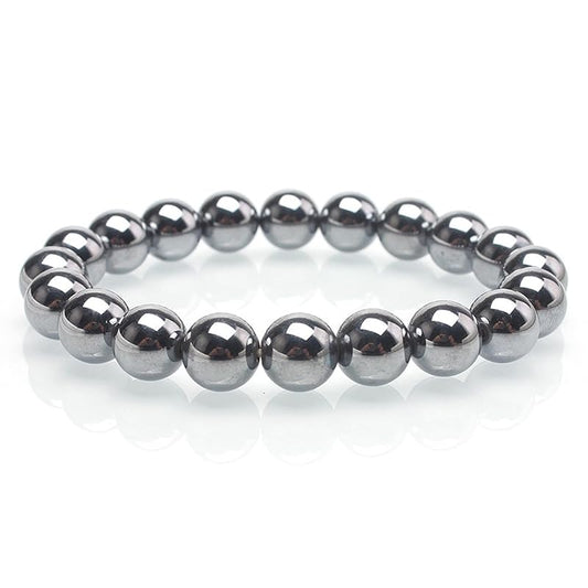 Hematite Beaded Bracelets For Men Protection Bracelets For Women Chakra Feng Shui Stretchy Health & Healing Stone 8mm Beaded Bracelets Lucky Stretch Elastic Handmade Bracelets(Hematite)