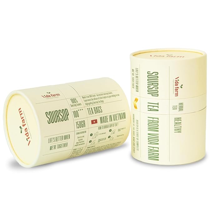 VIDA FARM 100 Soursop Leaves Tea Bags, 100% Natural Soursop Graviola Leaf Tea Bags, Dried Guanabana Leaves Herbal Tea Bags, Herbal Leaf Tea, No Sugar, No Caffeine, Vegan