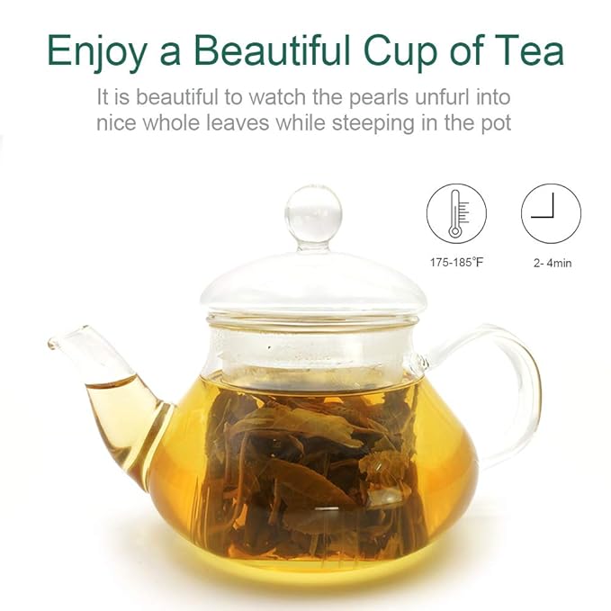 FullChea - Jasmine Pearl Tea - Jasmine Dragon Pearls - Loose Leaf Green Tea - Jasmine Green Tea with Delightful Aroma 4oz / 113g (Pack of 2)