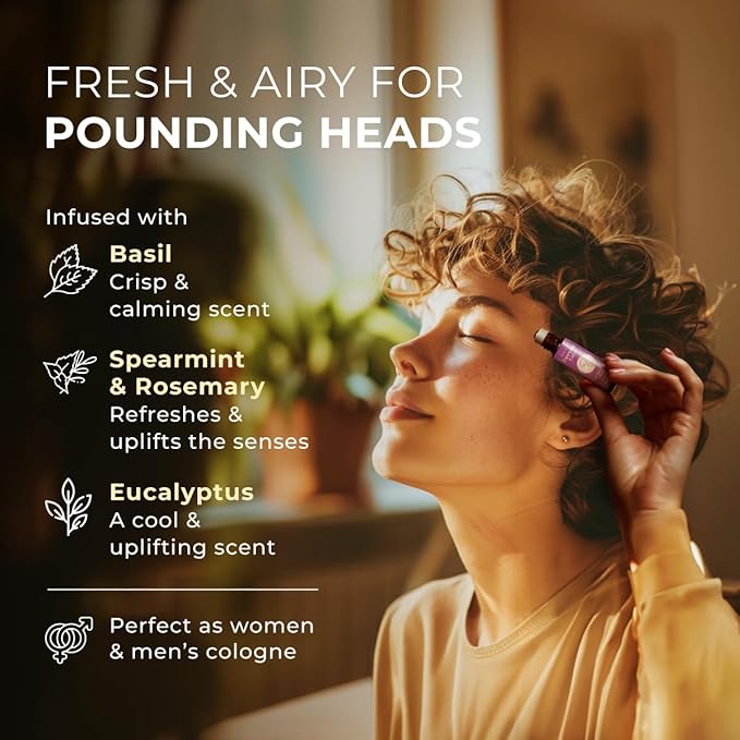 Gya Labs Headache Relief Essential Oil Roll On - 0.34 Fl Oz - Travel Size Roller for Camping, Skin, Aromatherapy Relief, Convenience