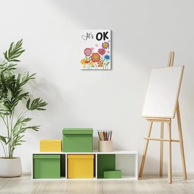 Inspirational Quotes Wall Art Decor, Mental Health Framed Canvas Wall Art for Girls Room Nursery Home Living Bedroom Office Decor, Encouragements Gifts for Girls Daughter Housewarming Gifts