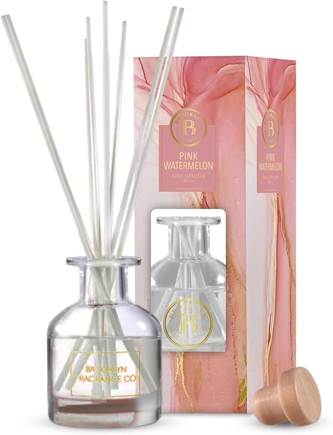 Brooklyn Fragrance Co. Marble - Long Lasting Scented Aroma Diffuser – Pink Watermelon Air Freshener for Home- Fragrance Diffuser for a Large Room - 100ML