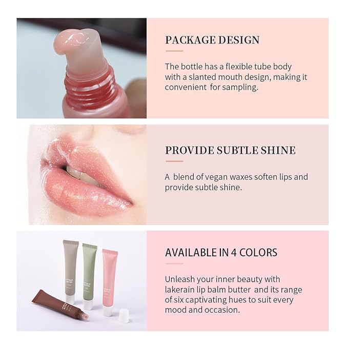 4 Colors Butter Lip Balm Lip Tint Hydrating Lip Gloss, High Shine Nude Color Hydrating Finish Lip Glow Oil 4 Flavors (04# Coke)