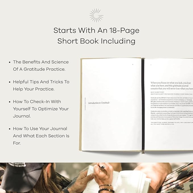 Gratitude Gifted 5-Minute Guided Gratitude Journal – Daily 180 Prompts, Self-Care & Mindfulness, Leather Hardcover, Undated to Foster Happiness, Wellness, Positivity for Men & Women