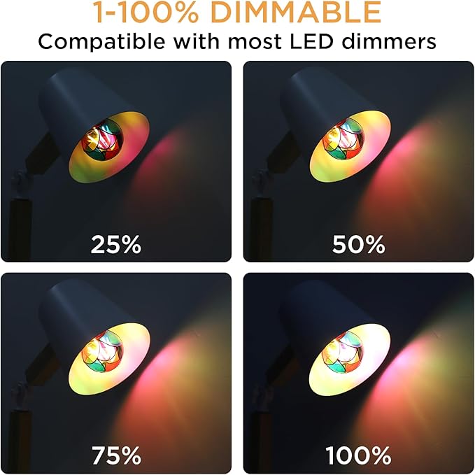 Dimmable Stained Glass LED Light Bulb,3.5W E26 Base A19/A60 Festive Atmosphere Color Bulb for Home Light,Party,Festive Decoration,2 Pack