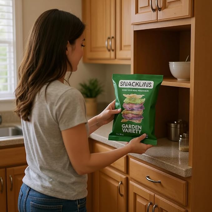 SNACKLINS Plant Based Crisps - Garden Variety - Vegan Healthy Snacks - Gluten Free, Grain Free, Plant Based Crisps, 100% Kosher For Passover, Low Calorie - No Added Sugar, Crunchy, Puffed Snack - 3oz Bag (Case Of 6)