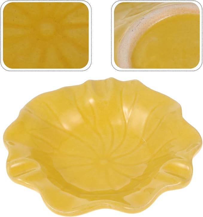 Ceramic Dish for Electric Oil Burner Warmer Diffuser Bowl Holder Essential Oil Plate Ceramic Oil Warmer Tealight Candle Holder Bowl Home Decoration Yellow