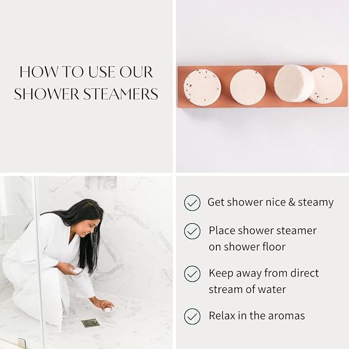 Thulisa Naturals Pink Grapefruit Shower Steamers Aromatherapy | Organic Shower Bombs with Essential Oils | Self Care Christmas Birthday & Spa Gifts for Women & Men | Stocking Stuffers | 4 Pack