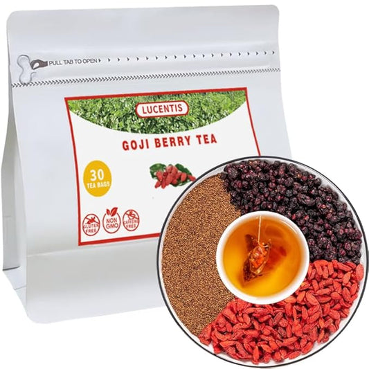 Goji Dodder Seed Five Flavor Berry Men’s Herbal Blend Tea – 枸杞菟丝子五味子茶 – 3.5oz/100g (30 Pyramid Tea Bags), Natural, Caffeine-Free, Non-GMO, Supports Vitality & Wellness