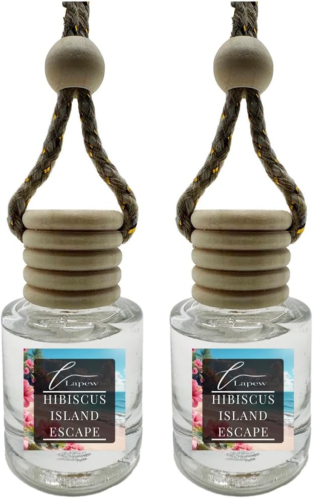 Car Air Freshener Diffuser – 2 Pack Hanging Air Freshener Diffuser (.34 Oz, Hibiscus Island Escape)
